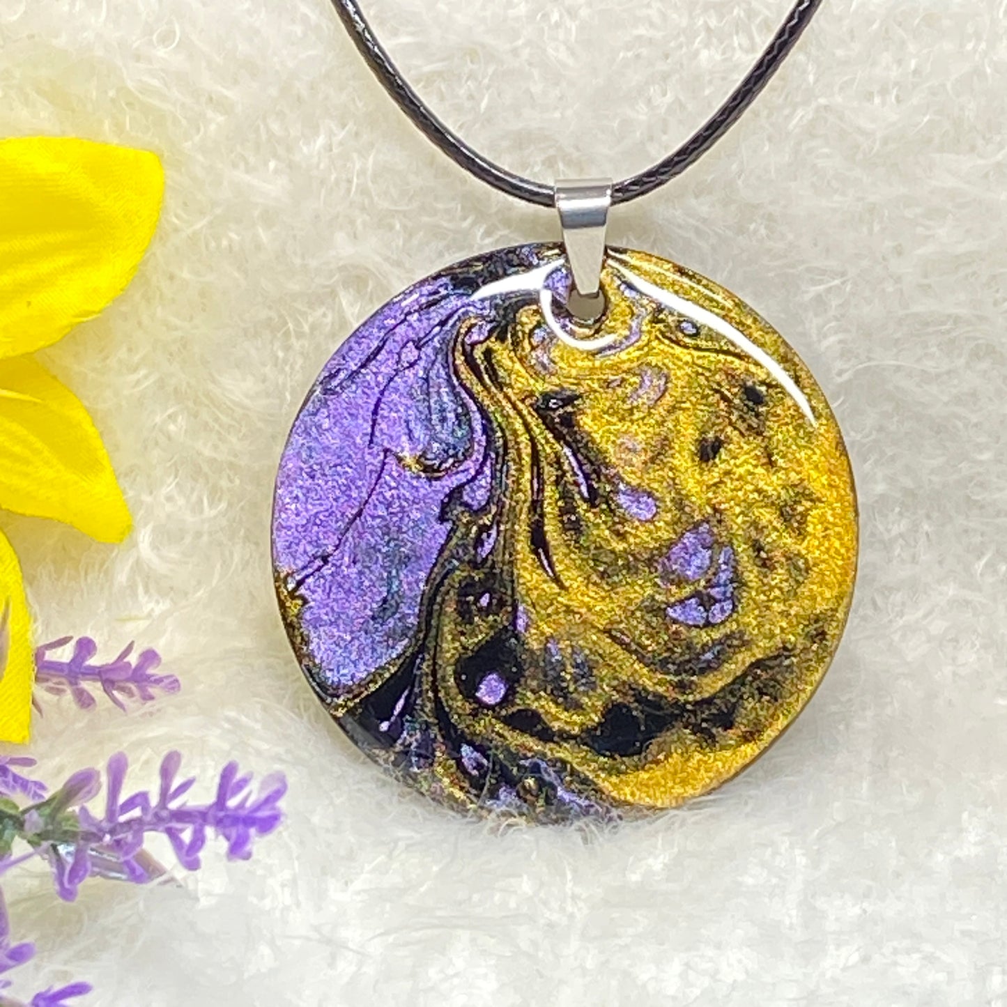 Hand Painted Iridescent Pendant Necklace