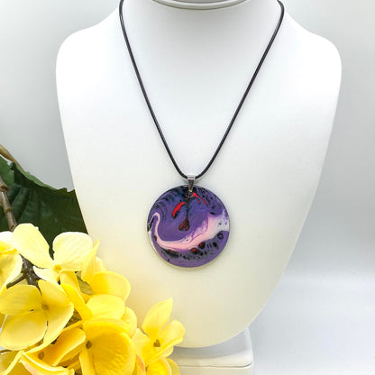 Hand Painted Iridescent Pendant Necklace