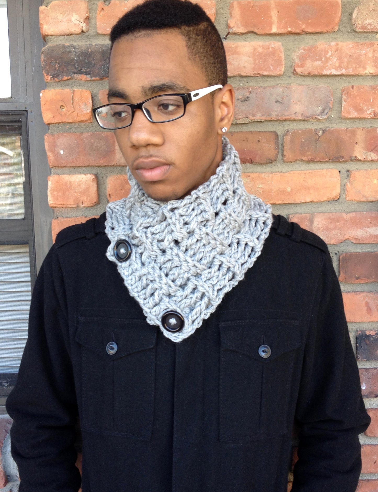 Multi Style Unisex Chunky Crochet Basket Weave Button Cowl Neck Warmer Gaiter Scarf