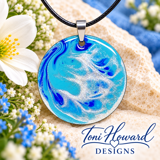 Hand Painted Iridescent Pendant Necklace