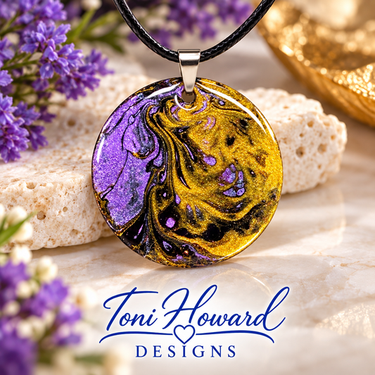 Hand Painted Iridescent Pendant Necklace
