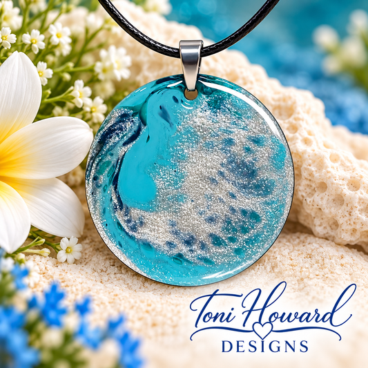 Hand Painted Iridescent Pendant Necklace