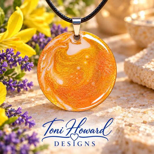 Hand Painted Iridescent Pendant Necklace