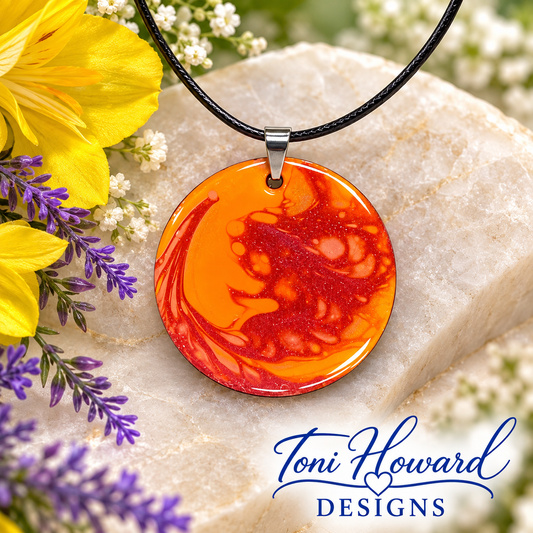 Hand Painted Iridescent Pendant Necklace