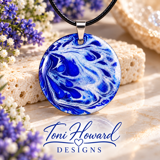 Hand Painted Iridescent Pendant Necklace