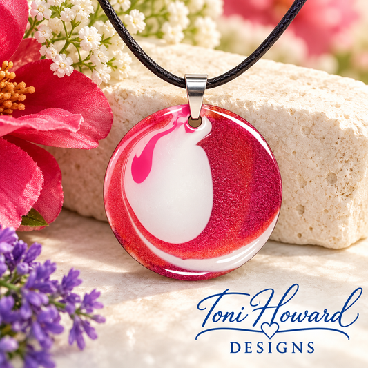 Hand Painted Iridescent Pendant Necklace