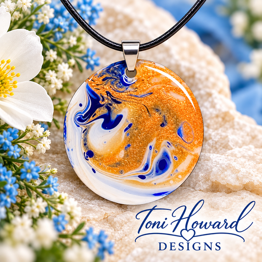 Hand Painted Iridescent Pendant Necklace