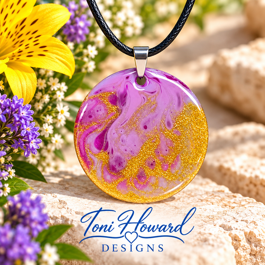 Hand Painted Iridescent Pendant Necklace
