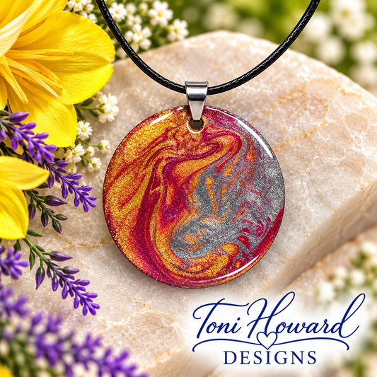 Hand Painted Iridescent Pendant Necklace