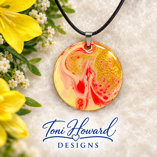 Hand Painted Iridescent Pendant Necklace