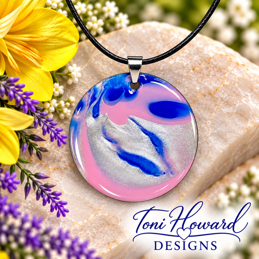 Hand Painted Iridescent Pendant Necklace