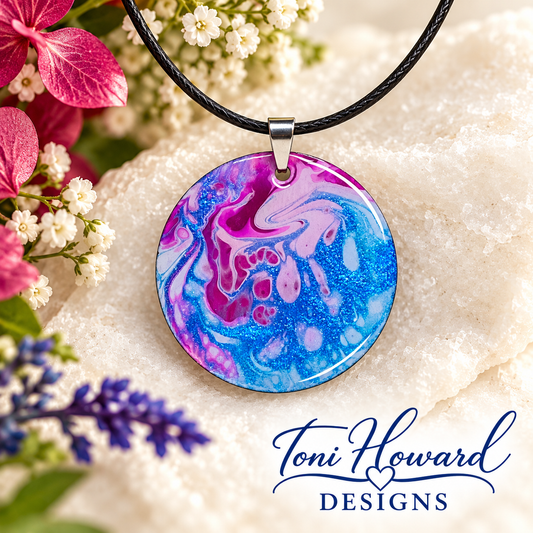 Hand Painted Iridescent Pendant Necklace